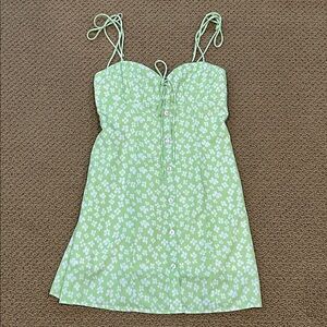 Princess Polly Lara Floral Green Mini Dress size 4 Sweetheart Neckline Y2K